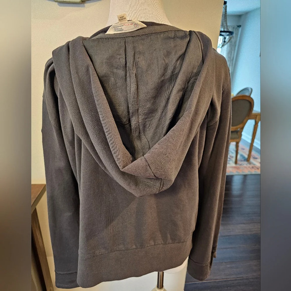 Odd Molly Size Small Dark Gray Hooded Pullover Sweatshirt Lace Up Front Comfy - Picture 6 of 11